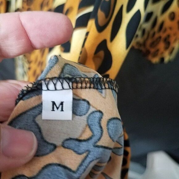 American Twist Medium Cheeta Animal Print Pull On Knee Length Dress Stretch M - Picture 4 of 10